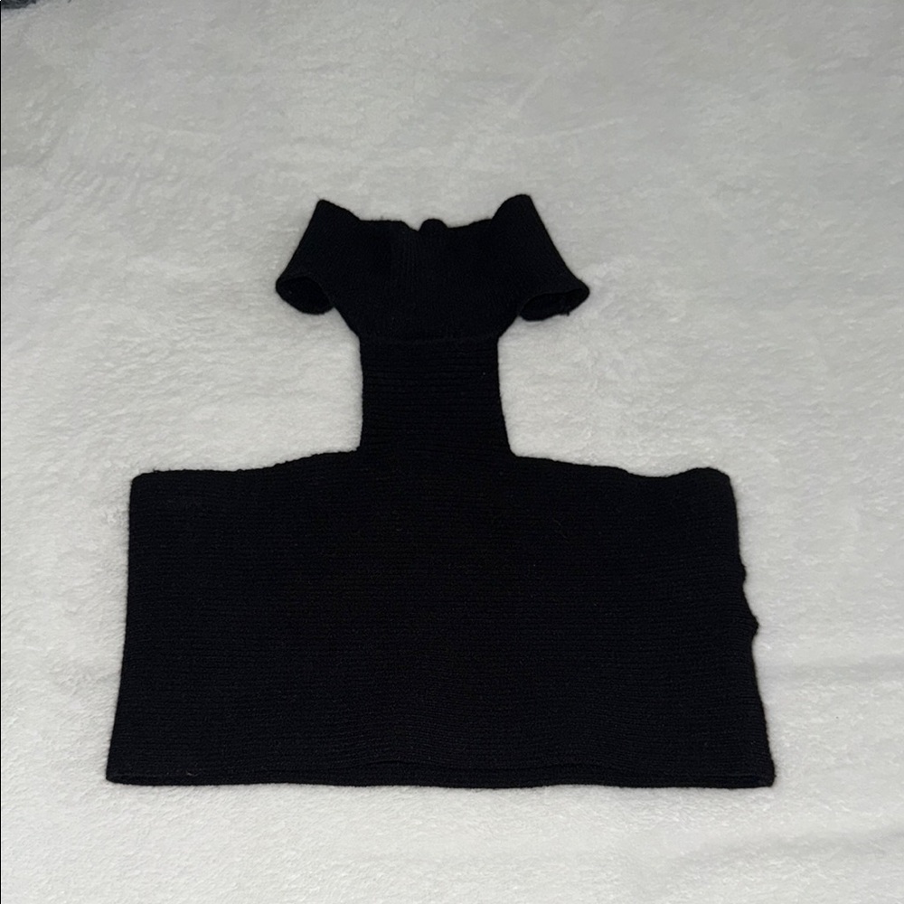 Edikted black ribbed halter strapless cropped top size XS